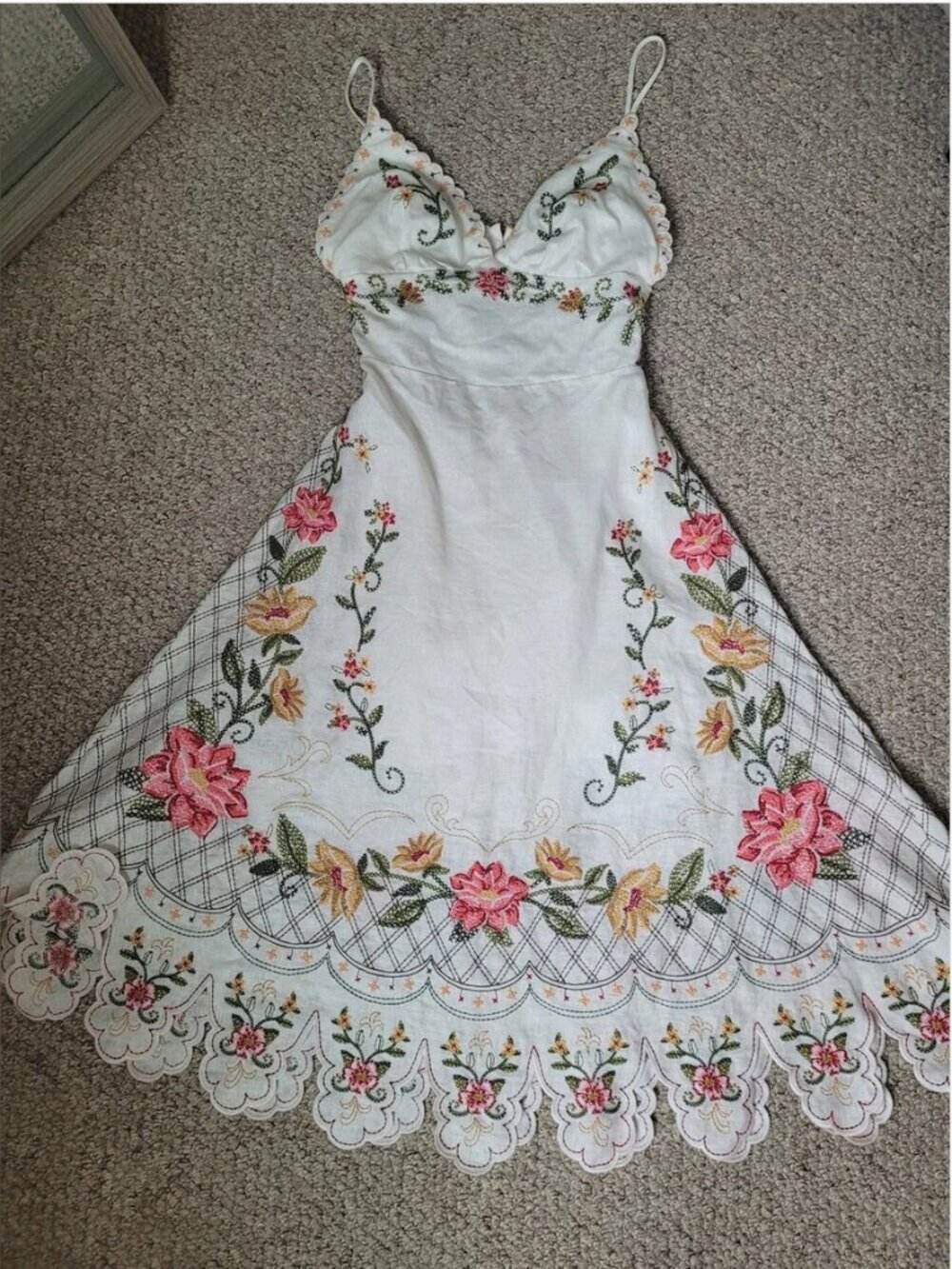 Farm Rio 100% Linen Embroidered Midi Floral Dress size M - Picture 5 of 9